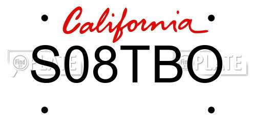 S08TBO California License Plate
