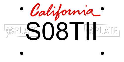 S08TII California License Plate