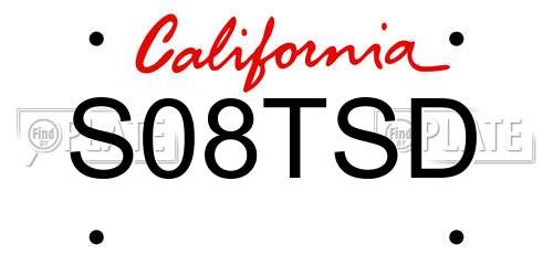 S08TSD California License Plate