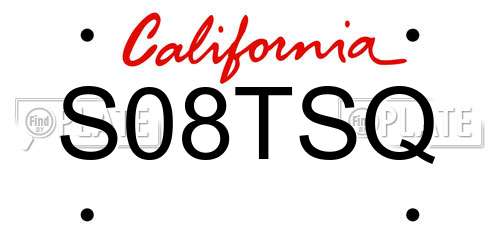 S08TSQ California License Plate