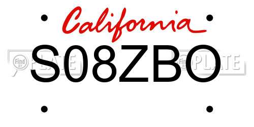 S08ZBO California License Plate