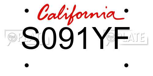 S091YF California License Plate