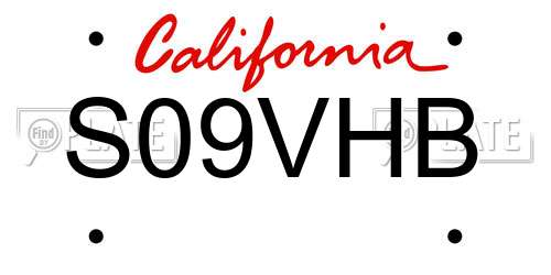 S09VHB California License Plate