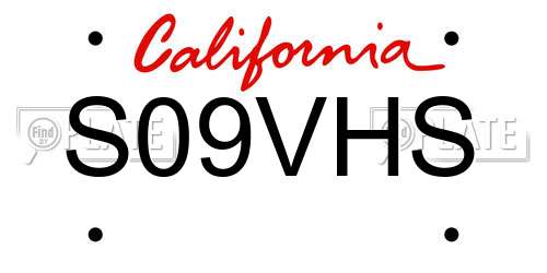 S09VHS California License Plate
