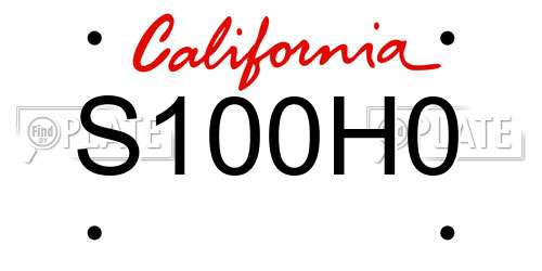 S100H0 California License Plate