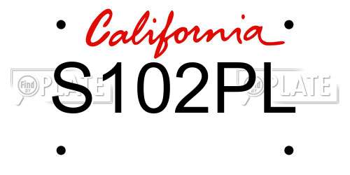 S102PL California License Plate