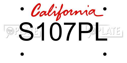S107PL California License Plate