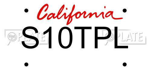 S10TPL California License Plate
