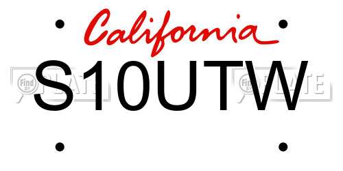 S10UTW California License Plate