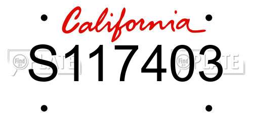 S117403 California License Plate