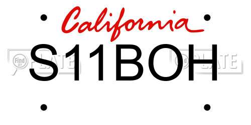 S11BOH California License Plate