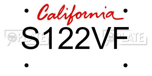 S122VF California License Plate
