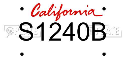 S1240B California License Plate