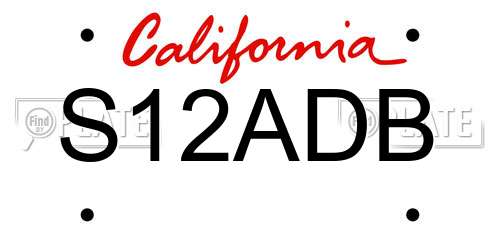 S12ADB California License Plate