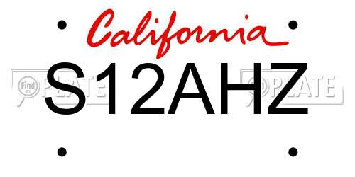 S12AHZ California License Plate