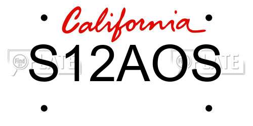 S12AOS California License Plate
