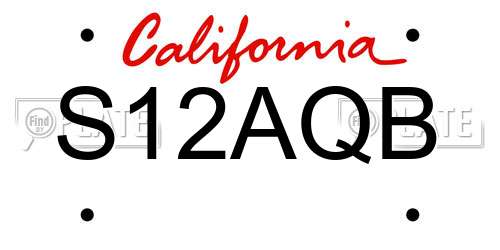 S12AQB California License Plate