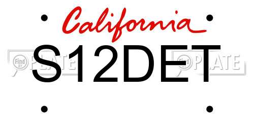 S12DET California License Plate