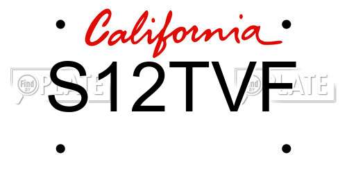 S12TVF California License Plate