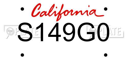 S149G0 California License Plate
