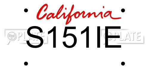 S151IE California License Plate
