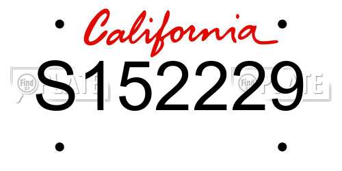 S152229 California License Plate
