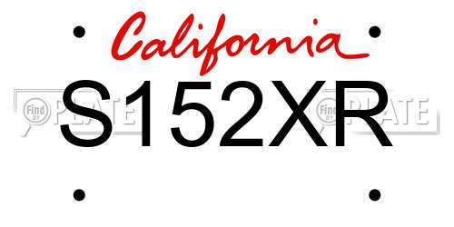 S152XR California License Plate