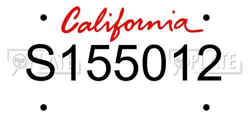 S155012 California License Plate