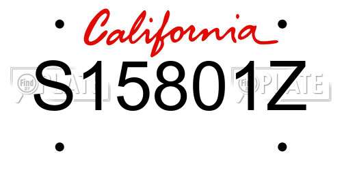 S15801Z California License Plate