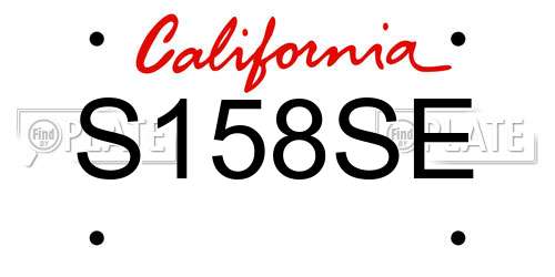 S158SE California License Plate