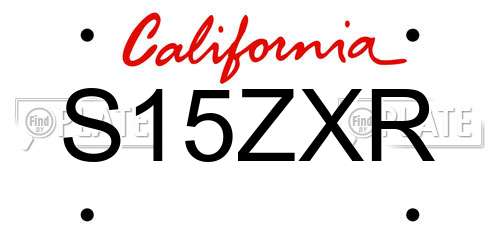 S15ZXR California License Plate