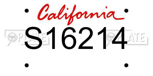 S16214 California License Plate