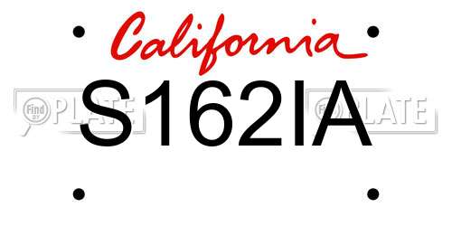 S162IA California License Plate