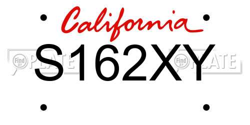S162XY California License Plate
