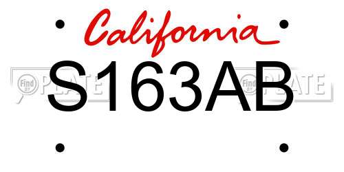 S163AB California License Plate