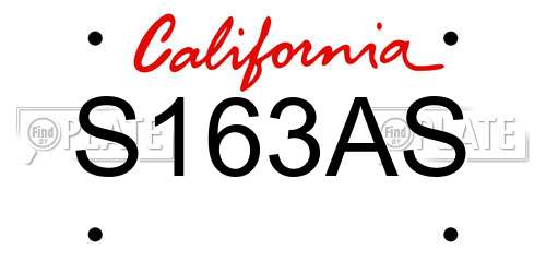 S163AS California License Plate