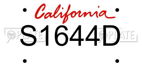 S1644D California License Plate
