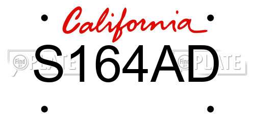 S164AD California License Plate