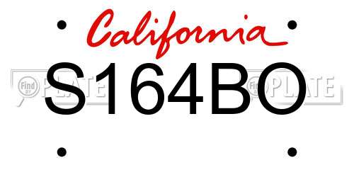 S164BO California License Plate