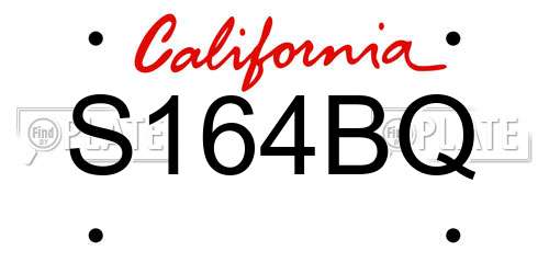 S164BQ California License Plate
