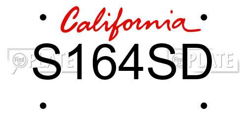 S164SD California License Plate