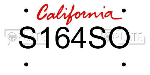S164SO California License Plate