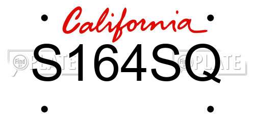 S164SQ California License Plate