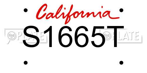 S1665T California License Plate