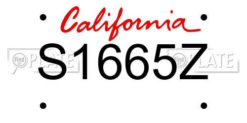 S1665Z California License Plate
