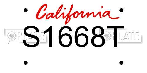 S1668T California License Plate