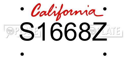 S1668Z California License Plate