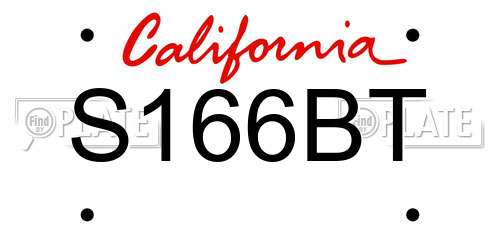 S166BT California License Plate
