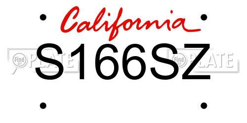 S166SZ California License Plate