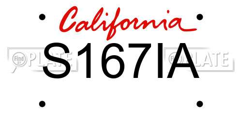 S167IA California License Plate